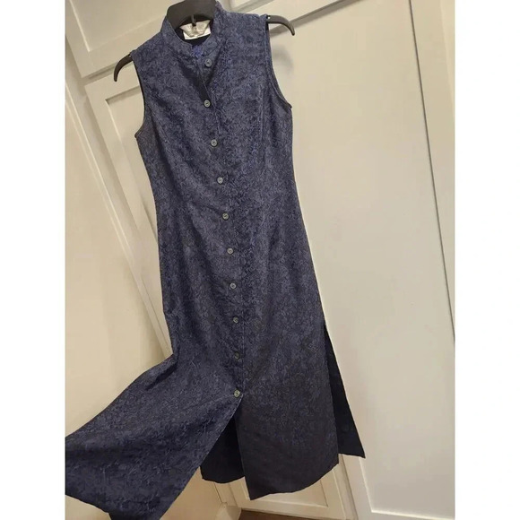 Stunning MaxMara Vintage Floral Button Up Sleeveless Midi Shirt Dress Sz 2 - Picture 4 of 10